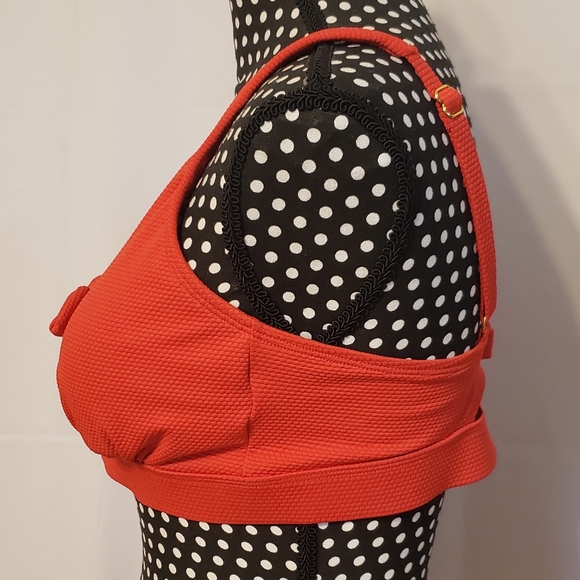 Kona Sol Red Bathing Suit Top Red Adjustable Straps - Picture 5 of 10